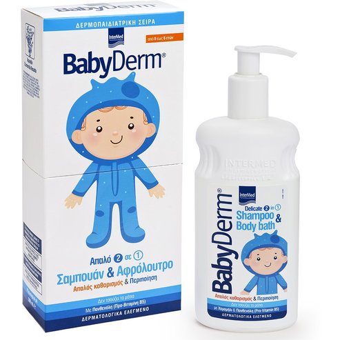 Babyderm Shampoo & Body Bath Шампоан & Душ гел, Нежно почистване и грижа за кожата, Възраст 0-6 години 300ml