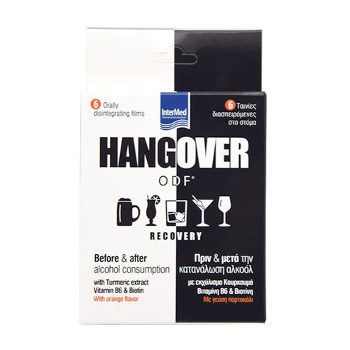 Intermed Hangover ODF Recovery Хранителна добавка за намаляване на умората, преди и след употреба на алкохол 6 Disp.Films