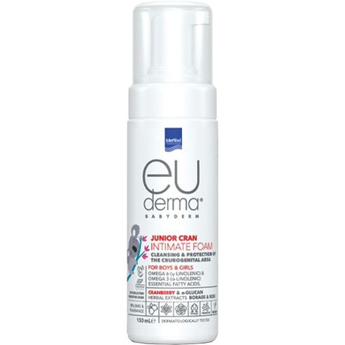 Intermed Eu Derma Babyderm Cleansing & Protection of The Crurogenital Area Junior Cran Intimate Foam Пяна за ежедневна хигиена на гениталната област за момчета & момичета с екстракт от червена боровинка 150ml