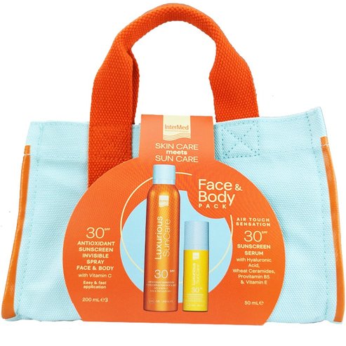 Luxurious Suncare Promo Antioxidant Sunscreen Invisible Spray Spf30, 200ml & Face Spf30 Sunscreen Serum, 50ml & Подарък несесер 1 брой