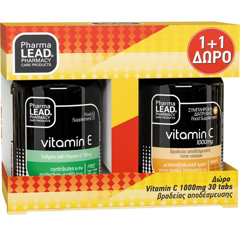 Pharmalead PROMO PACK Vitamin E 30 Softgels & Подарък Vitamin C 1000mg 30tabs