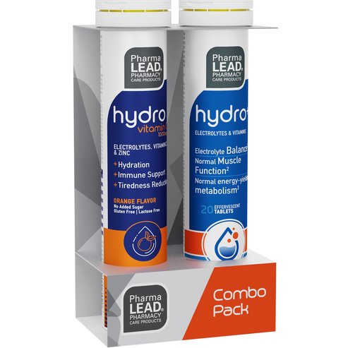 Pharmalead Promo Hydro Vitamin C 1000mg Orange 20 Effer.tabs & Hydro+ Electrolytes & Vitamins Lemon 20 Effer.tabs