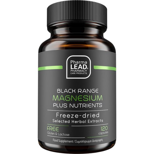 Pharmalead Black Range Magnesium Хранителна добавка с магнезий, витамин B6 и билков екстракт за доброто функциониране на нервната система и мускулите, против умора и отпадналост 120caps