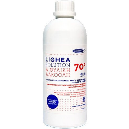 Ecofarm Lighea Solution 70° Биоциден дезинфектант за ръце & повърхности с етилов алкохол за всякаква употреба 420ml