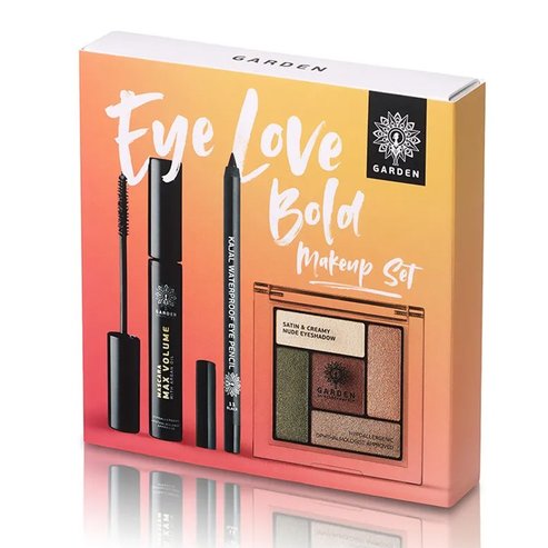 Garden Eye Love Bold Makeup Set Max Volume Mascara Argan Oil 9ml,Kajal Waterproof Eye Pencil 1.4g,Satin & Creamy Eyeshadow 6g