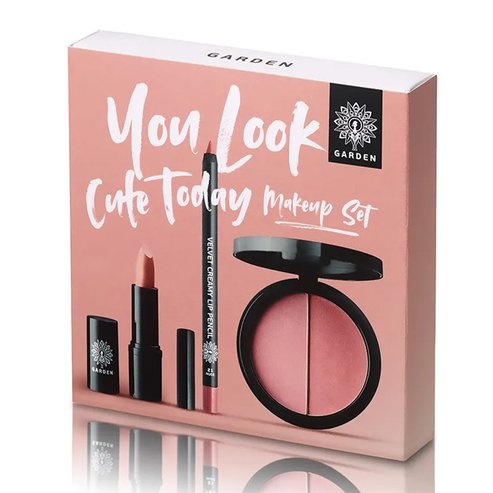Garden You Look Cute Today Makeup Set Intense Color Lipstick Matte 4.5gr, Velvet Creamy Lip Pencil 1.4gr & Duo Blush Palette 9gr