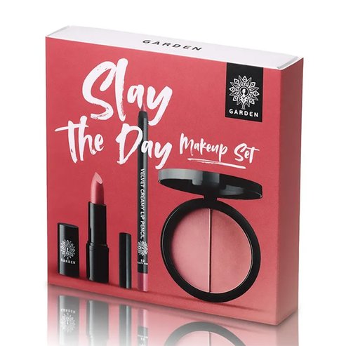 Garden Slay The Day Makeup Set Intense Color Lipstick Matte 4.5gr, Velvet Creamy Lip Pencil 1.4gr & Duo Blush Palette 9gr