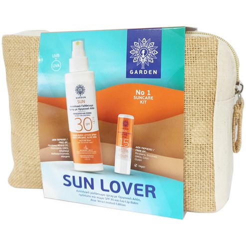 Garden Promo Sun Lover No1 Suncare Kit Limited Edition Sunscreen Lotion Spray Spf30, 150ml & Lip Balm Spf15, 4.5g & Тоалетна чанта
