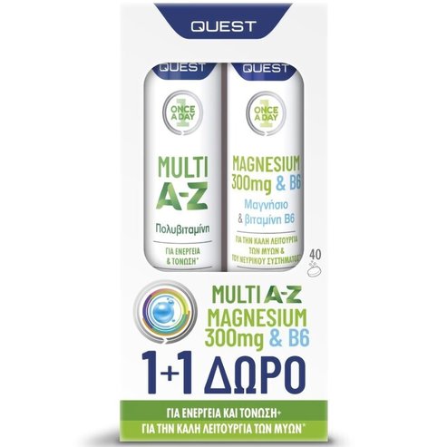 Quest PROMO PACK Once a Day Multi A-Z Multivitamin 20 Effer.tabs & Magnesium 300mg & B6, 20 Effer.tabs