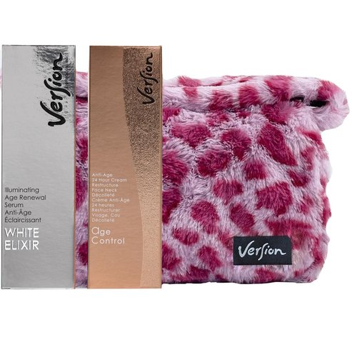 Version Promo White Elixir Illuminating Age Renewal Serum 50ml & Age Control 24H Restructure Face & Neck Cream 50ml & Подаръчна чанта с пухкав животински принт, 1 брой