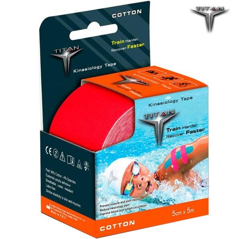 John\'s Titan Cotton Kinesiology Tape 5cmx5m Κωδ 26174 1 Τεμάχιο - Κόκκινο