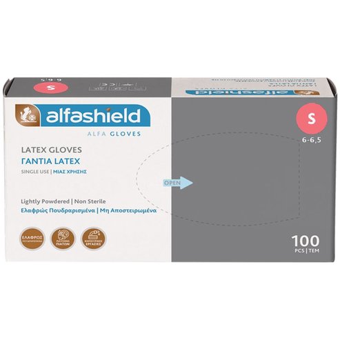 AlfaShield Latex Gloves 100 бр - Small