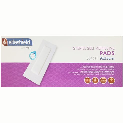 AlfaShield Sterile Self-Adhesive Pads 50 бр - 9x25cm