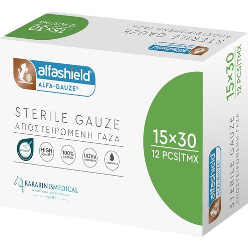 Alfashield Alfa Gauze Sterile 15x30cm 12 бр