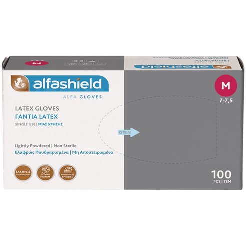 AlfaShield Latex Gloves 100 бр - Medium