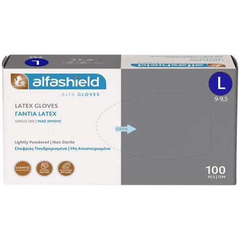 AlfaShield Latex Gloves 100 бр - Large