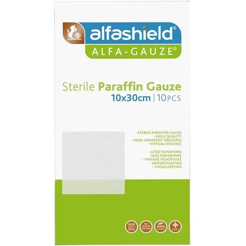 AlfaShield Alfa Gauze Sterile Paraffin 10x30 10 Τεμάχια