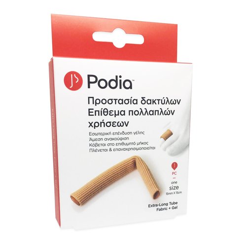 Podia Extra-Long Tube Fabric & Gel Тубуларен протектор за пръстите на краката за многократна употреба, 1 бр.