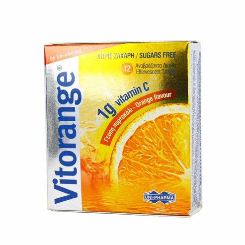 Uni-Pharma Vitorange 1gr Vitamin C Sugar Free Хранителна добавка за защита на имунната система 12Effer.Tabs