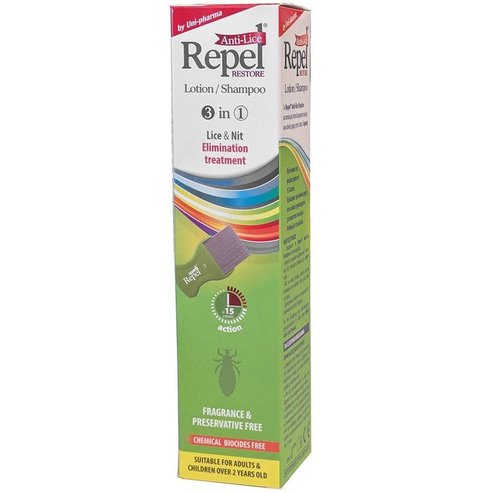 Uni-Pharma Repel Anti-lice Restore Lotion & Shampoo Лечение за елиминиране на въшки & гниди 200g