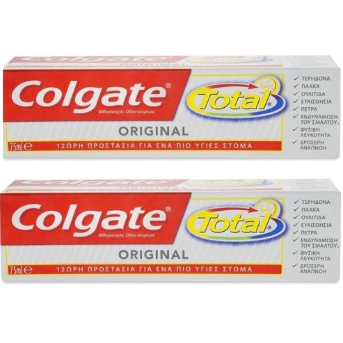 Colgate Total Original Цялостна грижа за устата и зъбите 1+1 ПОДАРЪК 2x75ml