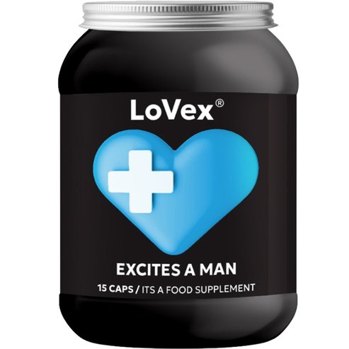 LoVex Excites A Man Хранителна добавка с билкови екстракти за засилване на мъжкото сексуално желание & потентност 15caps