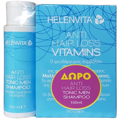 Helenvita PROMO PACK Anti Hair Loss Vitamins Хранителни добавки 60caps & подарък Anti Hair Loss Tonic Men Shampoo 100ml