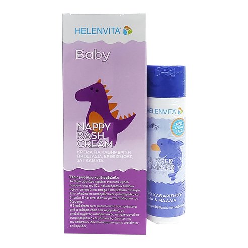Helenvita Baby Nappy Rash Cream Крем за смяна на пелени 150ml & Baby All Over Cleanser Body & Hair с Talc Aroma 50ml