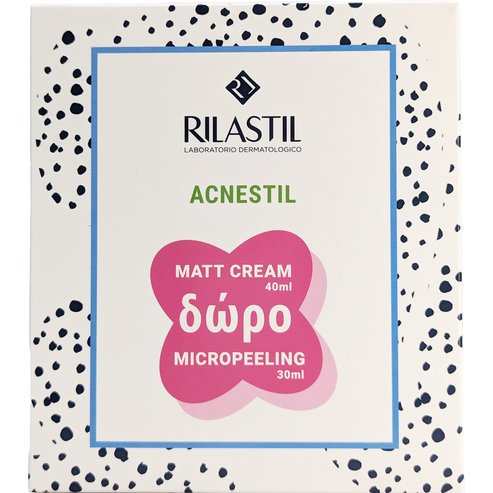 Rilastil PROMO PACK Acnestil Matt Serum-Normalizing Moisturizing Face Cream 40ml & Подарък Acnestil Micropeeling Face & Body Lotion 30ml