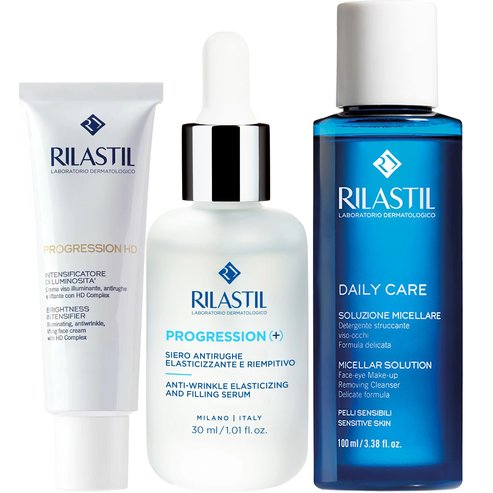 Rilastil Promo Progression (+) Anti-Wrinkle Elasticizing - Filling Serum 30ml & Progression HD Brightness Intensifier Lifting Face Cream 30ml & Daily Care Micellar Solution 100ml 