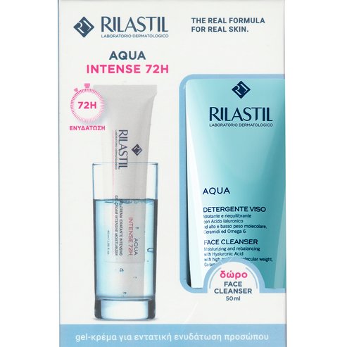 Rilastil Promo Aqua 72H Intensive Moisturizer Gel Cream 40ml & Подарък Face Cleanser 50ml