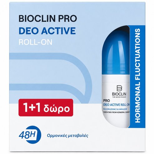 Bioclin Promo Pro Deo Active 48h Roll-on Дезодорант рол-он за справяне с интензивното изпотяване, причинено от хормонални промени 100ml (2x50ml)