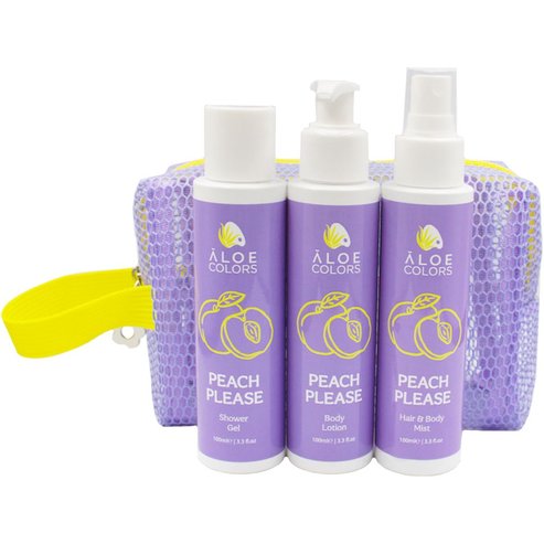 Aloe Colors Promo Peach Please Shower Gel 100ml & Body Lotion 100ml & Hair & Body Mist & Подарък несесер 1 брой