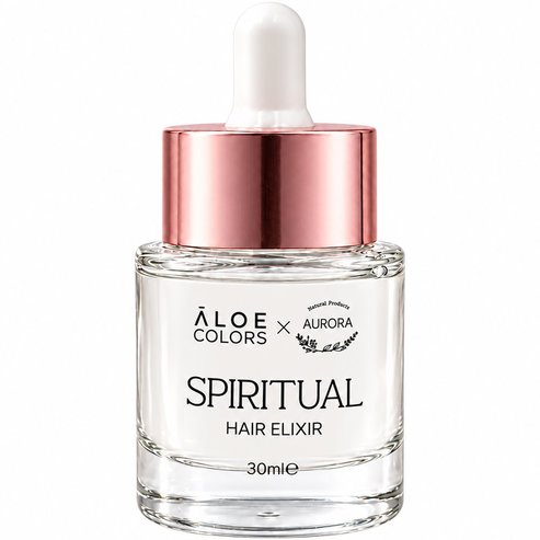 Aloe Colors x Aurora Spiritual Hair Elixir Leave-in Treatment с 4 ценни масла за копринена мекота, гладка текстура & ослепителен блясък, който се грижи за дължините & краищата 30ml