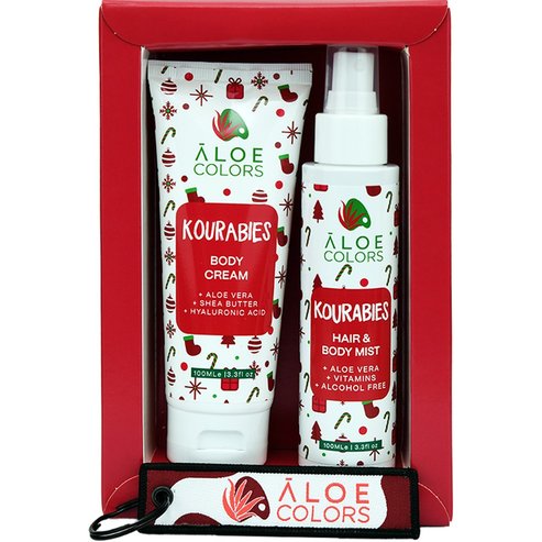 Aloe Colors Promo Kourabies Body Cream 100ml & Hair - Body Mist 100ml & Подарък Ключодържател 1 бр