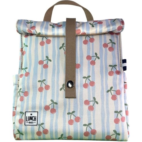 The Lunch Bags Kids Изотермична чанта за храна с дръжка и дизайн с черешки 1 брой Код LB1686 - Cherry Stripe