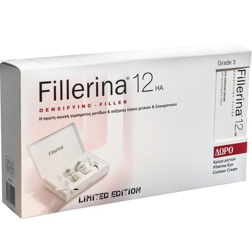 Fillerina Promo 12HA Densifying Filler Face Treatment Grade 3, 2x30ml & Подарък Eye Contour Cream Grade 3, 15ml