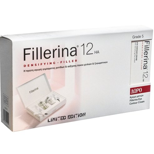 Fillerina Promo 12HA Densifying Filler Face Treatment Grade 5, 2x30ml & Подарък Fillerina 12HA Densifying Filler Eye Contour Cream Grade 5, 15ml