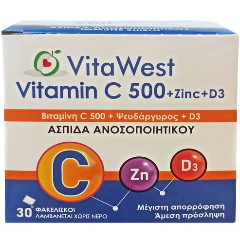 WestMed Vita West Vitamin C 500 + Zinc + D3, 30 Sachets