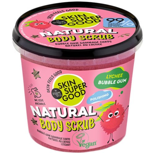Organic Shop Lychee Bubble Gum Skin Super Good Natural Body Scrub Хидратиращ ексфолиращ скраб за тяло с аромат на любимата детска дъвка балон 360ml