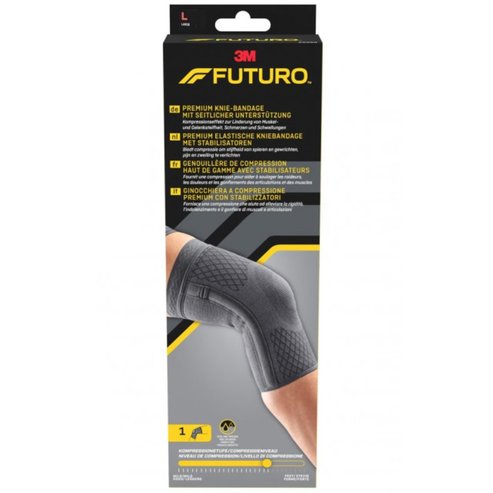 3M Futuro Premium Compression Knee Sleeve with Stabilizers Код 49001, Компресивна наколенка със стабилизатори, която помага за облекчаване на сковаността на мускулите и ставите, болката и подуването 1 брой - L