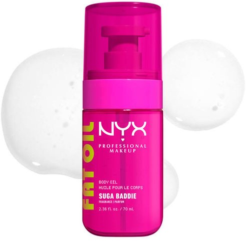 Nyx Professional Makeup Fat Oil Glossy Transparent Body Oil Хидратиращо масло за тяло, което осигурява 24-часов интензивен блясък с аромат на сладка ванилия & бита сметана 70ml - Suga Baddie