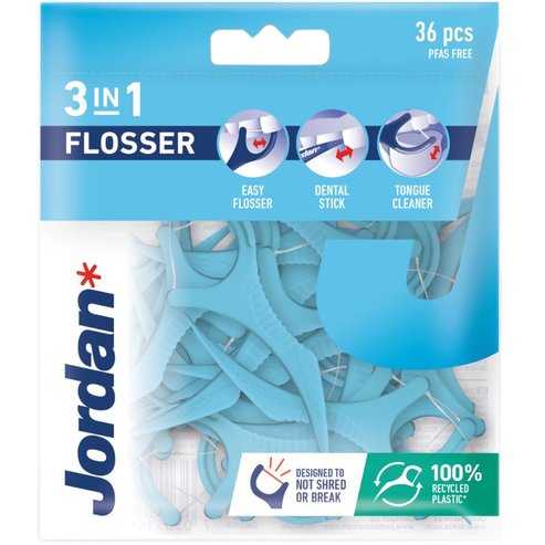 Jordan Flosser 3in1 With Fluoride Protection & Designed Not Shred Or Break 36 Τεμάχια