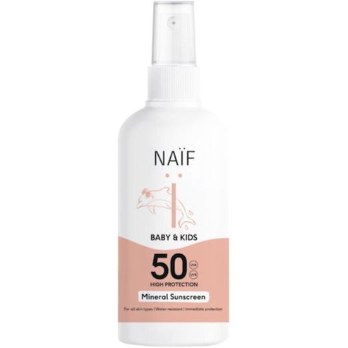 Naif Baby & Kids Mineral Sunscreen Spf50, Слънцезащитен спрей с висока защита за лице и тяло за бебета и деца с чувствителна кожа 100ml