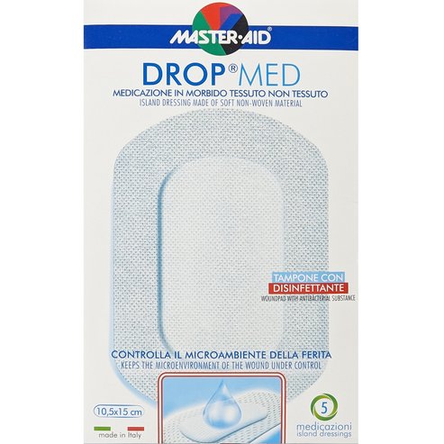 Master Aid Drop Med Woundpad with Antibacterial Substance 10.5x15cm 5 бр
