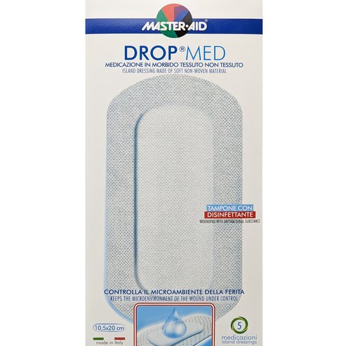 Master Aid Drop Med Woundpad with Antibacterial Substance 10.5x20cm 5 бр