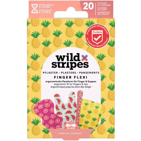 Wild Stripes Kids Finger Stripes Хипоалергенни лепящи детски пластири за покриване и защита на малки рани, нежни към кожата за оптимално заздравяване, 20 броя