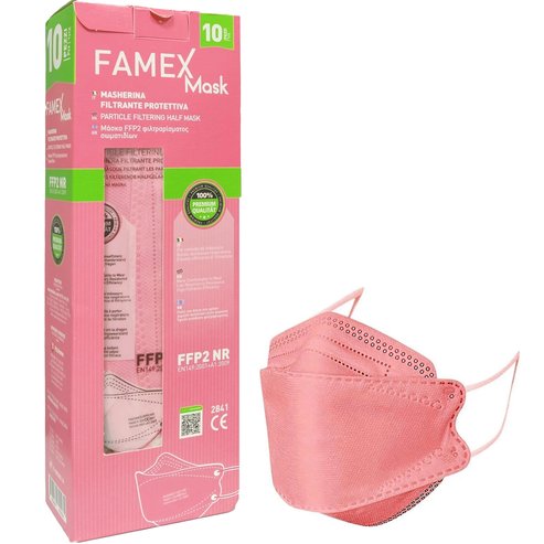 Famex Mask FFP2 NR KN95 Защитни маски за еднократна употреба в розов цвят 10 бр