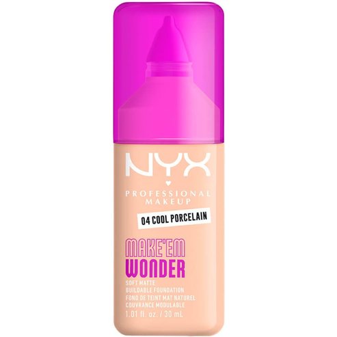 Nyx Professional Makeup Make\'em Wonder Soft Matte Buildable Foundation Хидратиращ & Мек Матов Фон дьо тен за по-Гладка, Равномерна & Сияйна Кожа 30ml - 04 Cool Porcelain