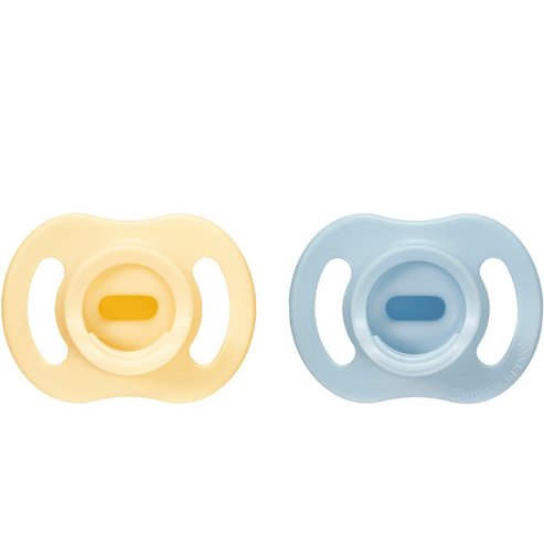 Tommee Tippee Ultrta Light Stay Put Orthodontic Silicone Soother 0-6m+, 2 бр - Жълто / светло синя